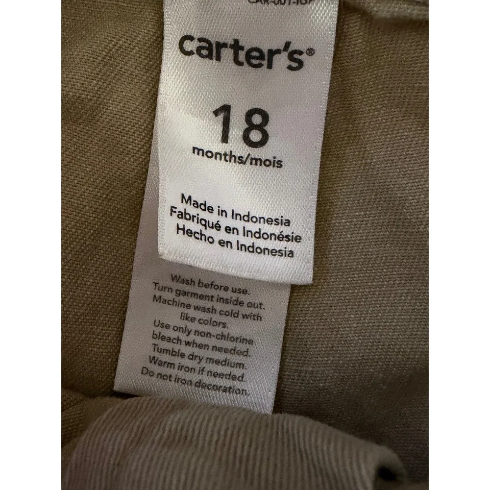Carter's Baby Boys Khaki Cactus Print Shorts 18M Tan Western Desert Summer